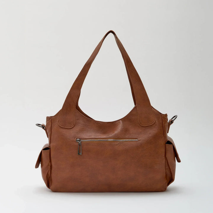 Vegan Leather Crossbody Bag - Structured Tote with Laptop Compartment