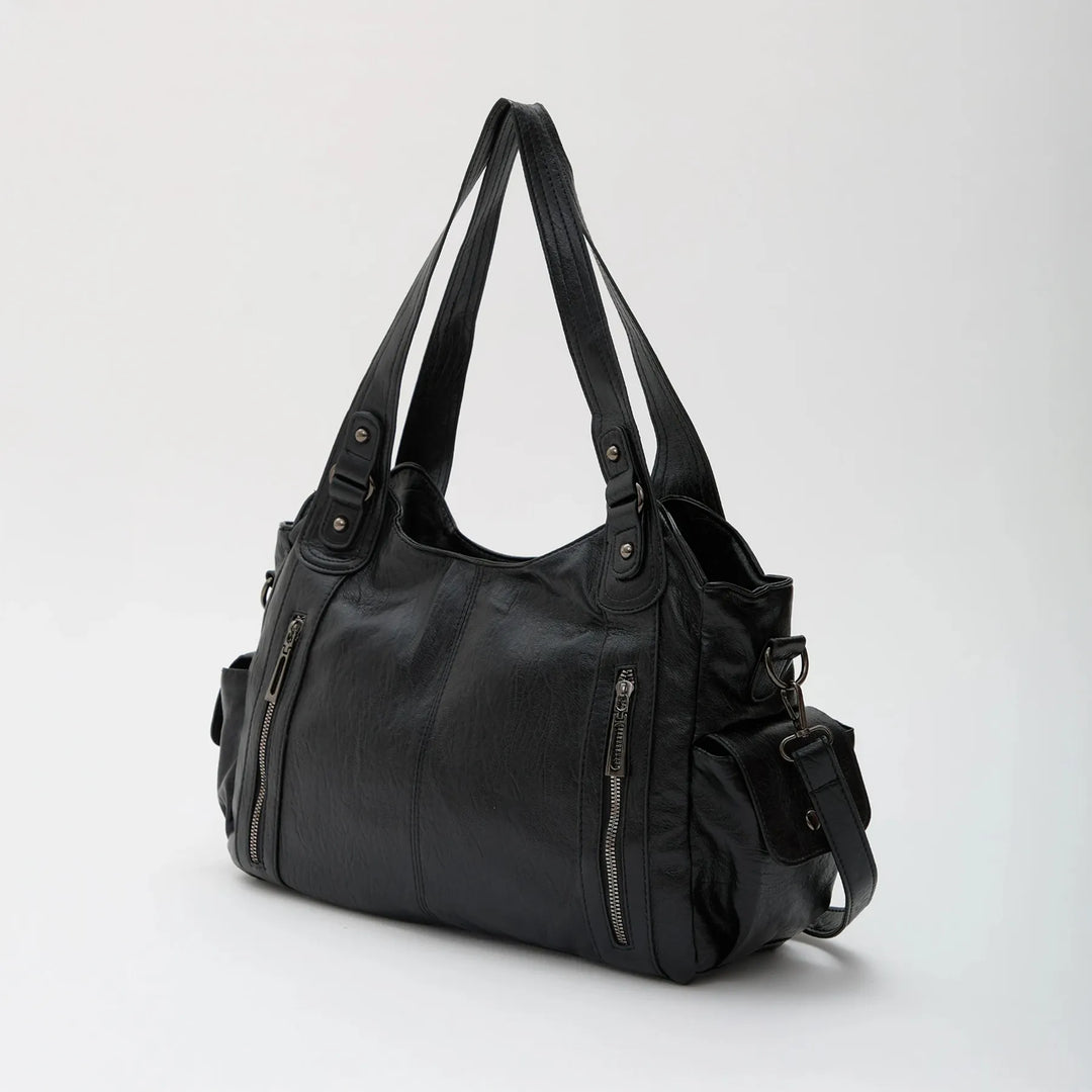 Vegan Leather Crossbody Bag - Structured Tote with Laptop Compartment