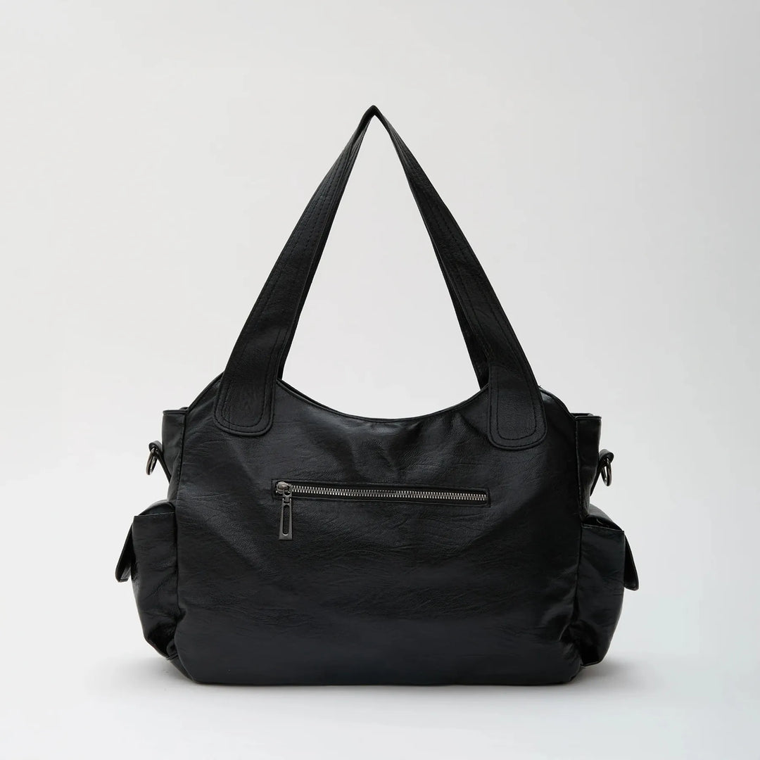 Vegan Leather Crossbody Bag - Structured Tote with Laptop Compartment
