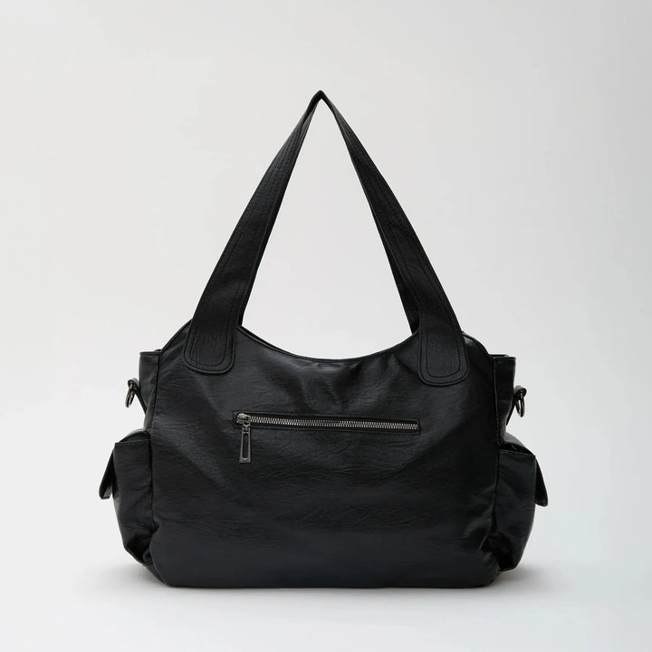 Vegan Leather Crossbody Bag - Structured Tote with Laptop Compartment