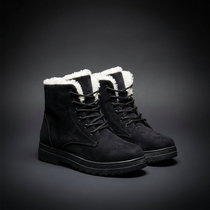 Faux Fur Lined Winter Boots for Women Lace Up Ankle