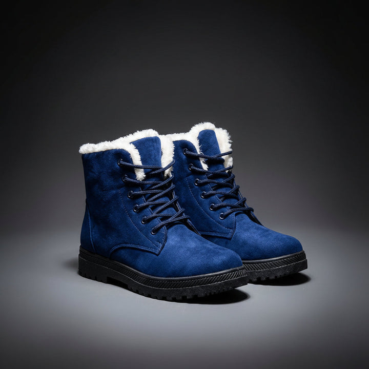 Faux Fur Lined Winter Boots for Women Lace Up Ankle