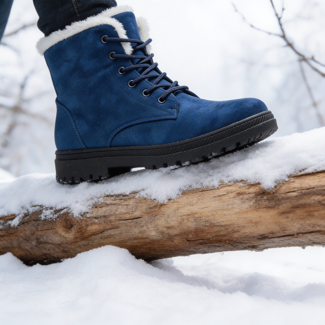 Faux Fur Lined Winter Boots for Women Lace Up Ankle