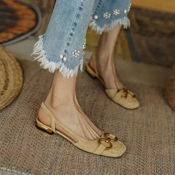 Slingback Flats for Women - Comfortable Suede Cushioned Shoes