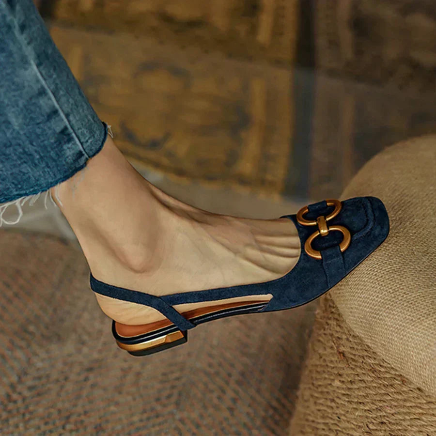 Slingback Flats for Women - Comfortable Suede Cushioned Shoes