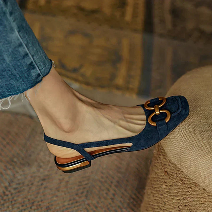 Slingback Flats for Women - Comfortable Suede Cushioned Shoes
