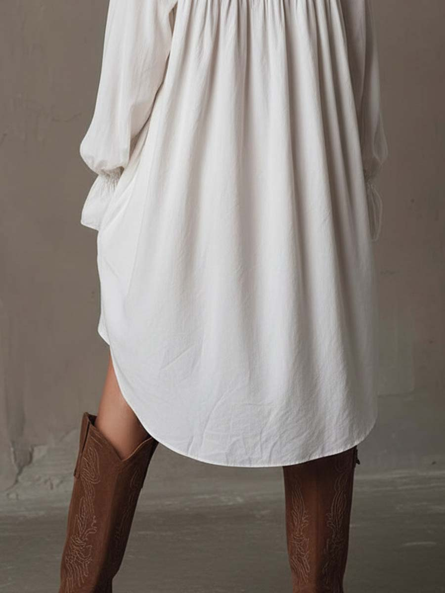White Lace Midi Dress - Tropical Print Summer Dress