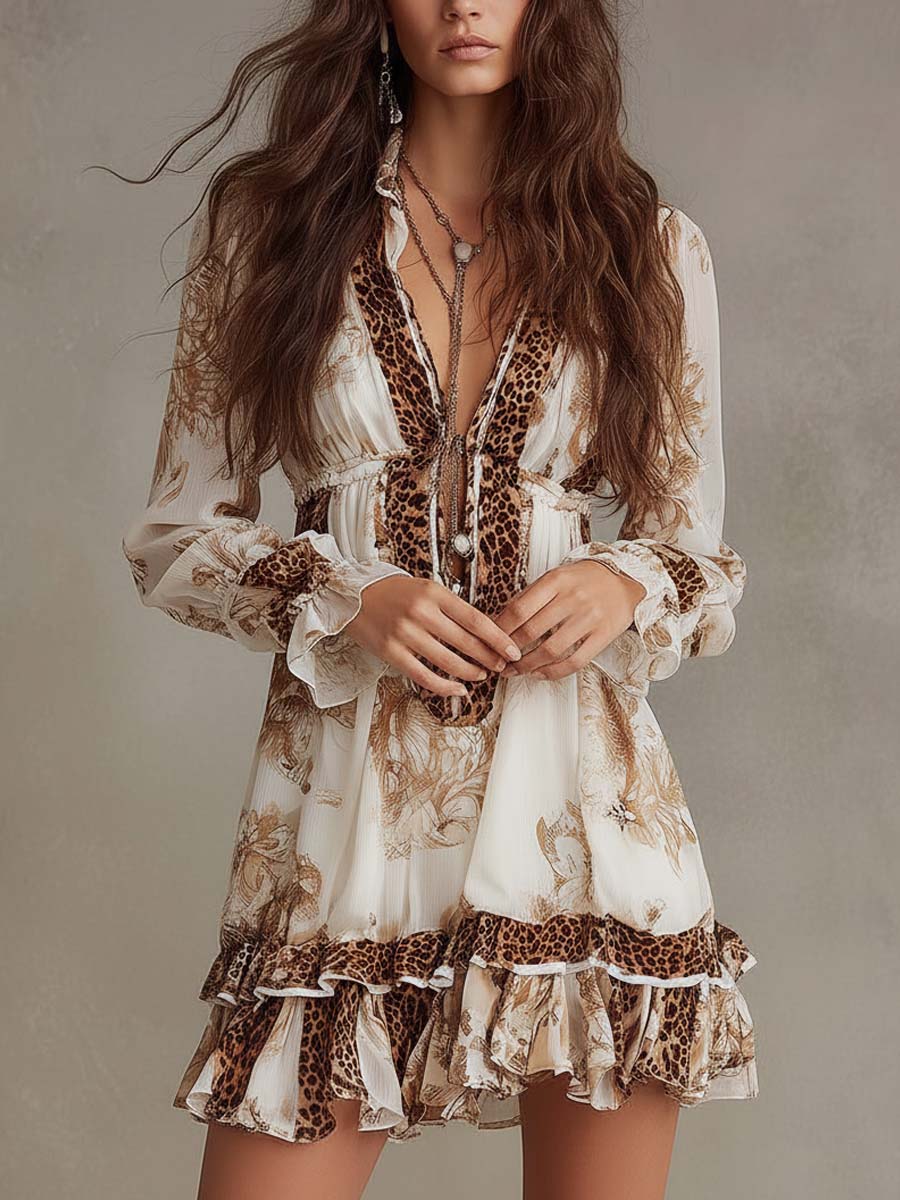 Printed Midi Dress with Artistic Pattern for Women