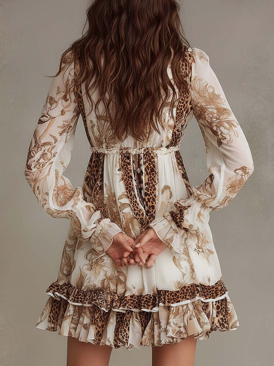 Printed Midi Dress with Artistic Pattern for Women