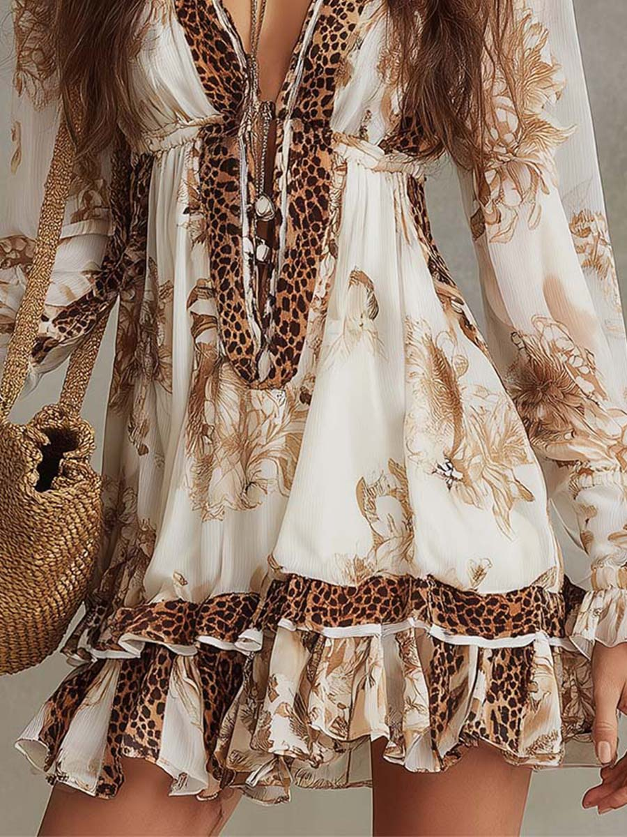 Printed Midi Dress with Artistic Pattern for Women