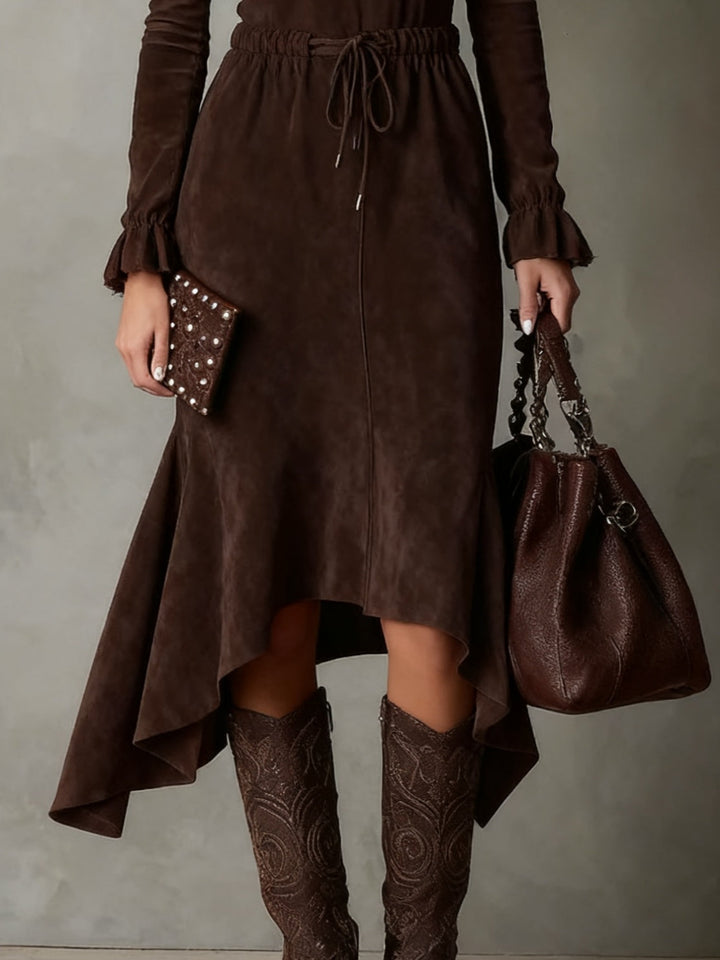 Elegant Suede Midi Dress for Women | Timeless Bohemian Style