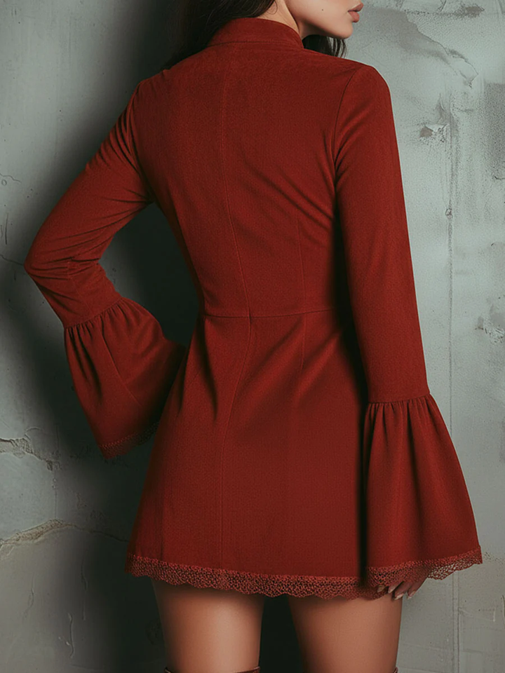 Suede Midi Dress - Vintage Inspired Dress for Women