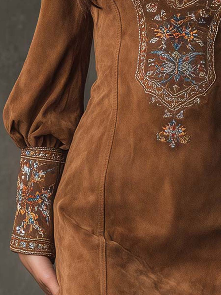 Vintage Mini Dress with Bohemian Print for Women
