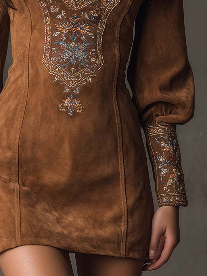 Vintage Mini Dress with Bohemian Print for Women