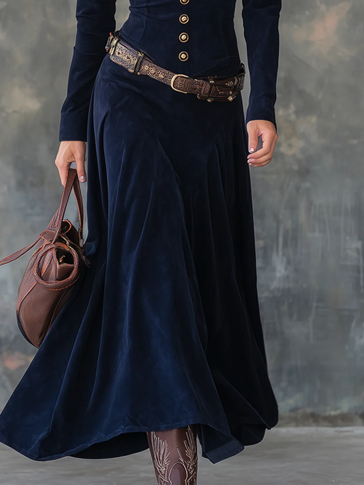 Suede Button Front Maxi Dress for Women