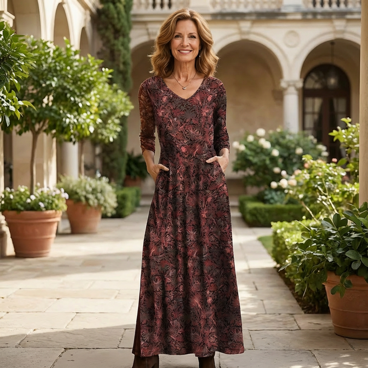 Floral Maxi Dress for Women | Flowing Elegant Long Dress