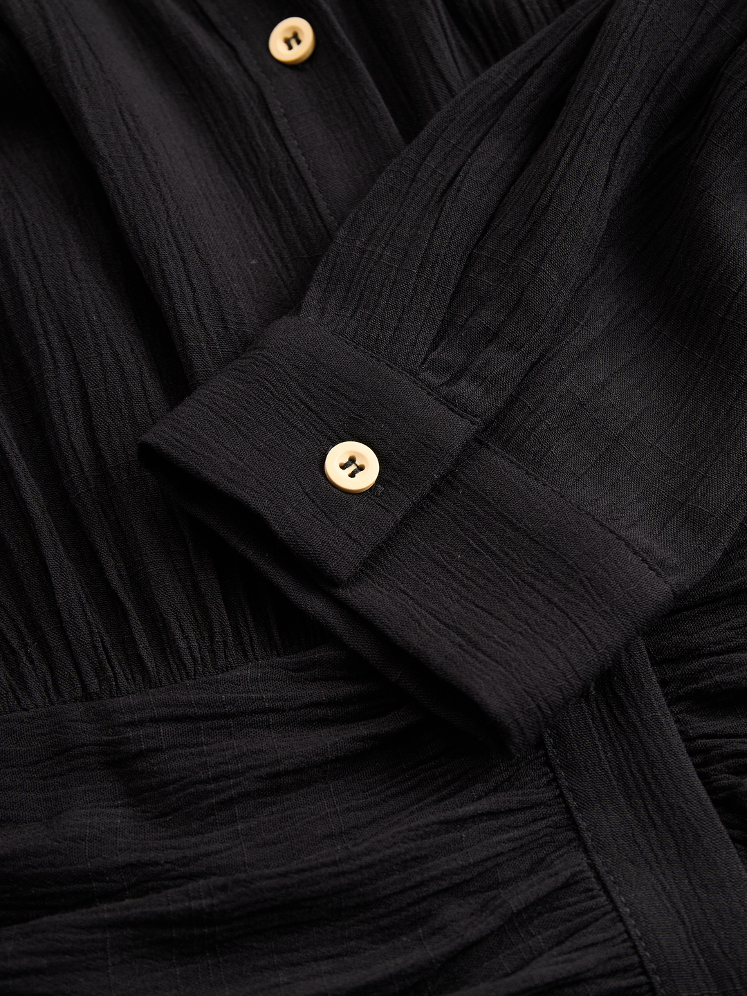 Long Sleeve Maxi Dress with Button Front and Pleated Detail