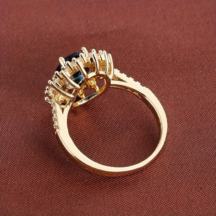 White Gold Statement Ring - Elegant Saphirae Design