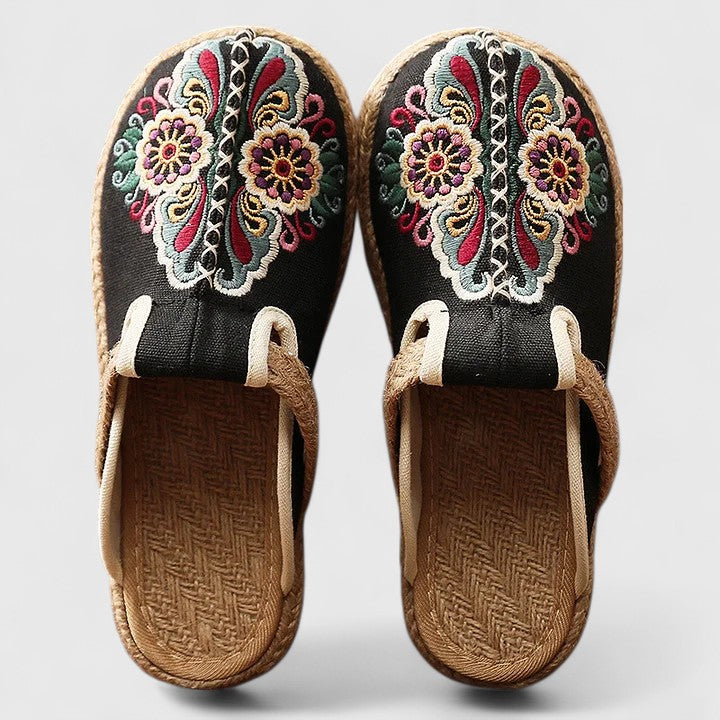 Floral Embroidered Mules for Women | Handmade Slip On Shoes
