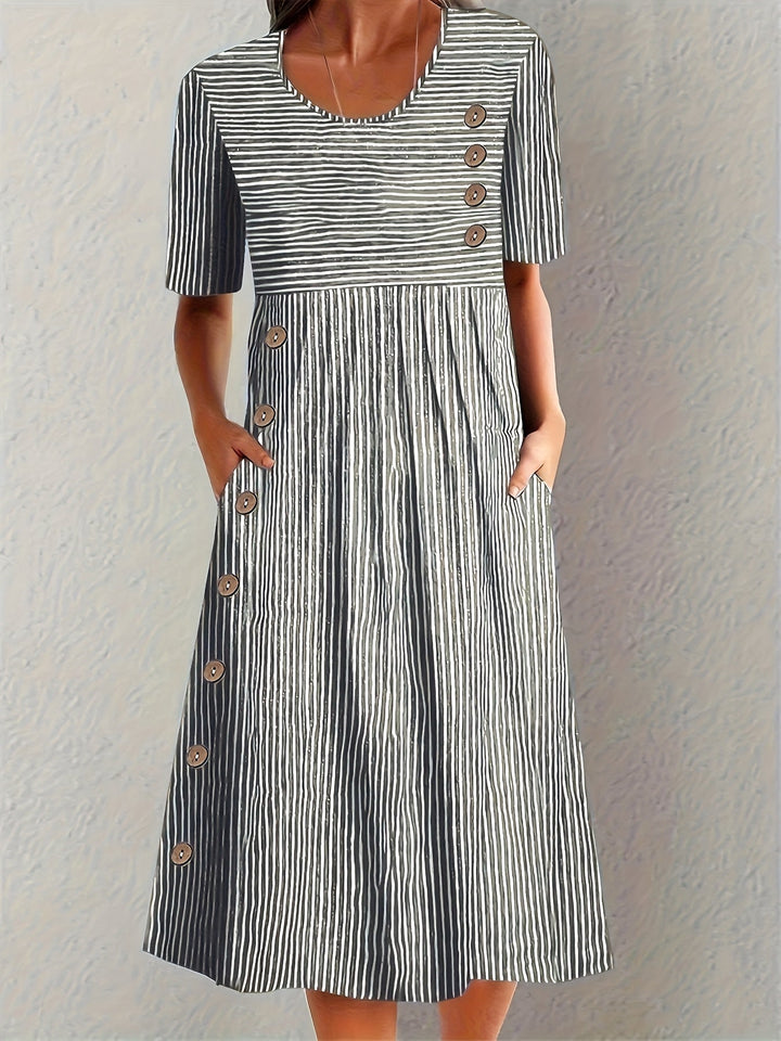 Striped Summer Dress for Women - Flattering Midi Length