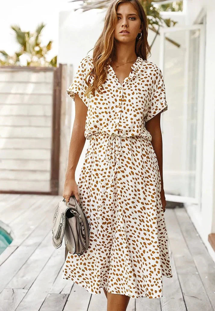 V-Neck Ruffle Dress for Women - Elegant Feminine Style
