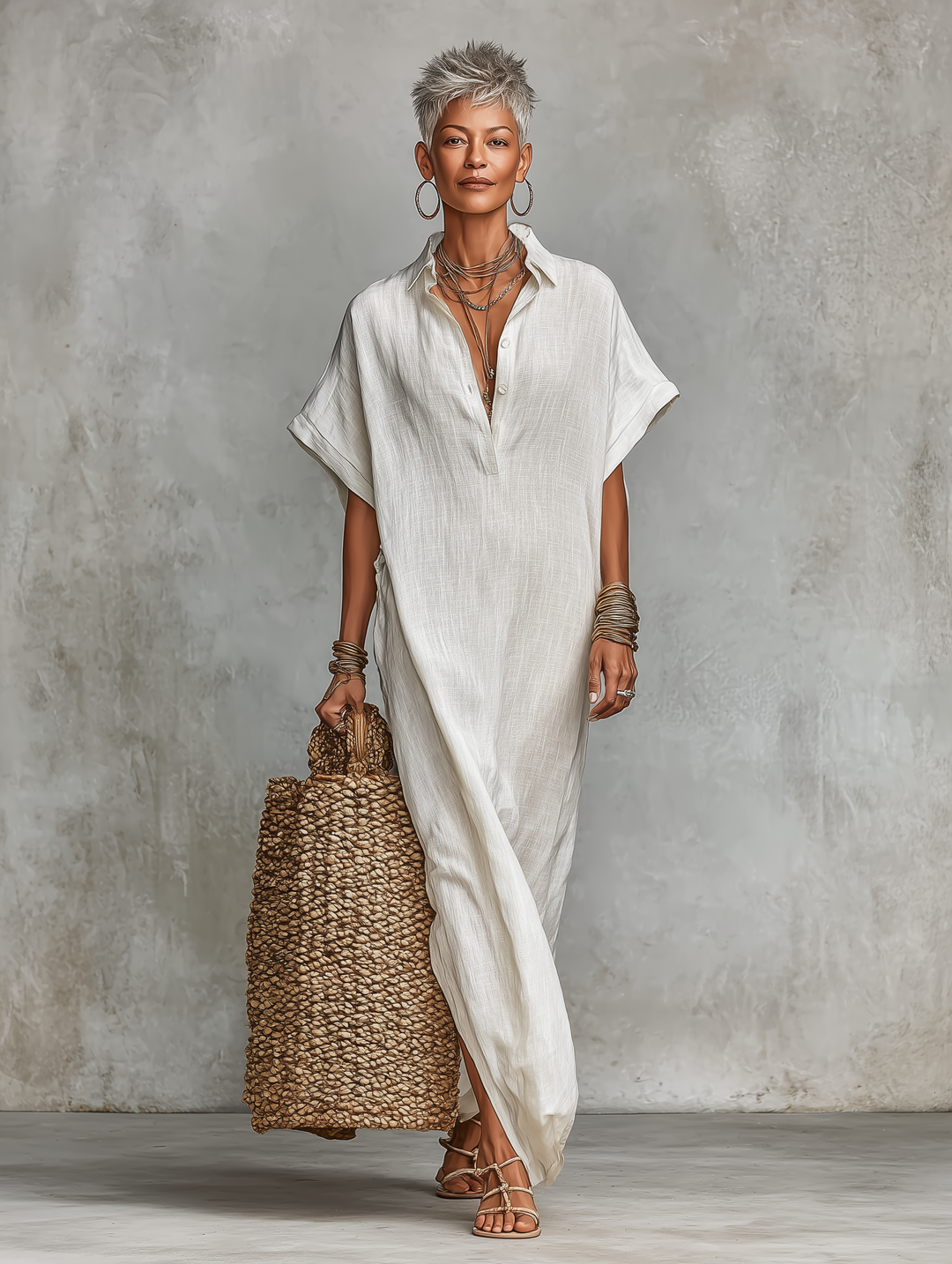 Shirt Maxi Dress for Women - Loose Fit Minimalist Style