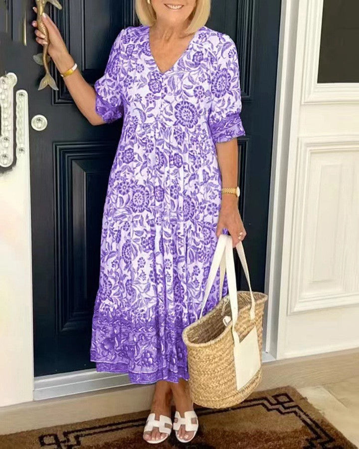 Floral V-Neck Maxi Dress for Women | Elegant Spring Style