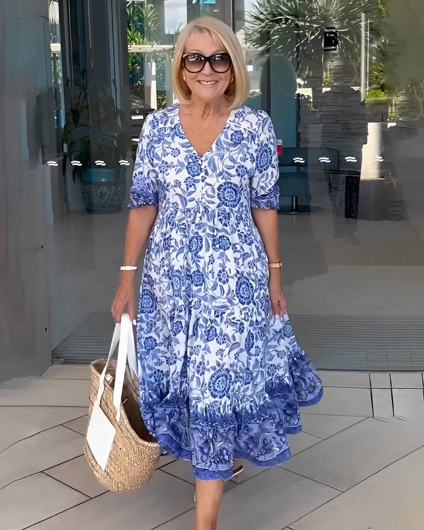 Floral V-Neck Maxi Dress for Women | Elegant Spring Style