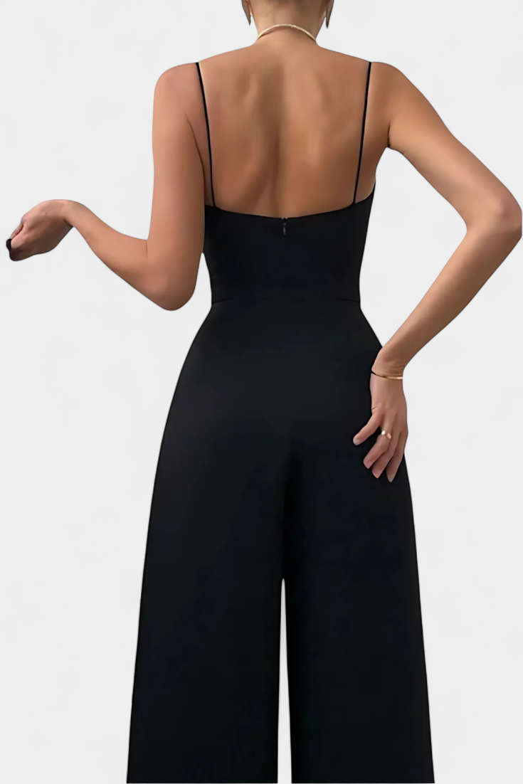 Sleeveless Jumpsuit With Wide Legs and Tailored Waist