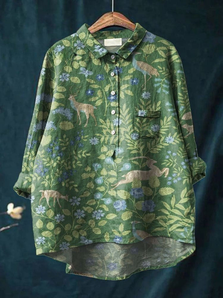 Floral Forest Shirt for Women | Button Down Blouse