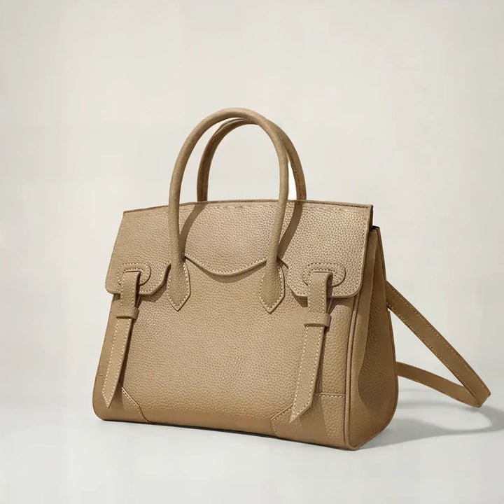 Black Wood Handbag | Structured Leather Crossbody Bag