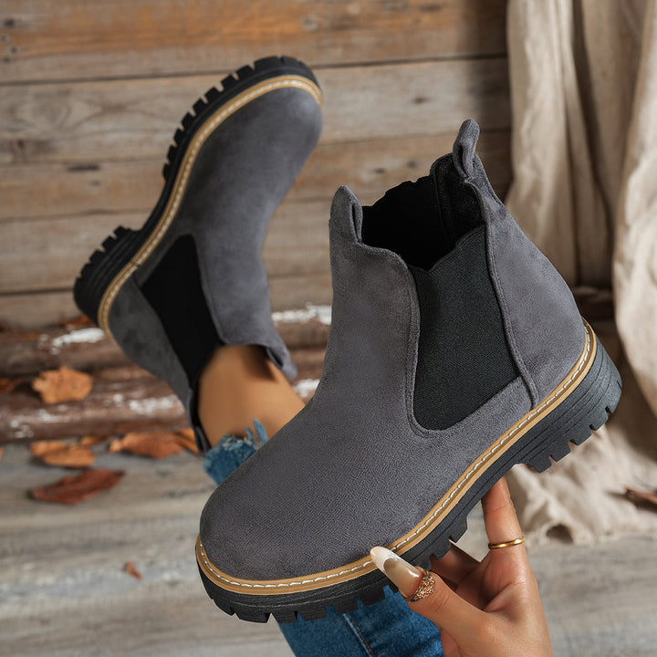 Suede Chelsea Boots for Women with Platform Chunky Sole