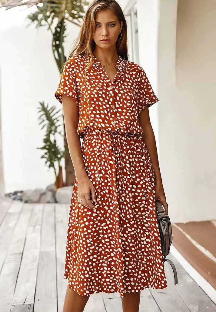 V-Neck Ruffle Dress for Women - Elegant Feminine Style