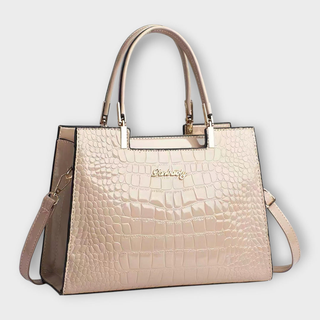 Crocodile Embossed Leather Handbag for Work and Everyday