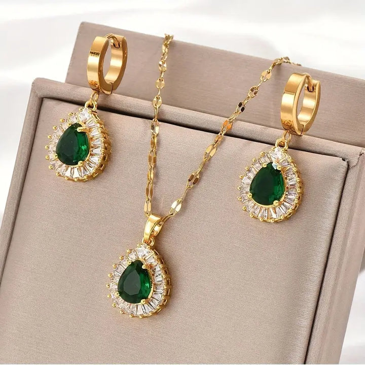 Gold Jewelry Set for Women - Elegant Necklace and Earring Set