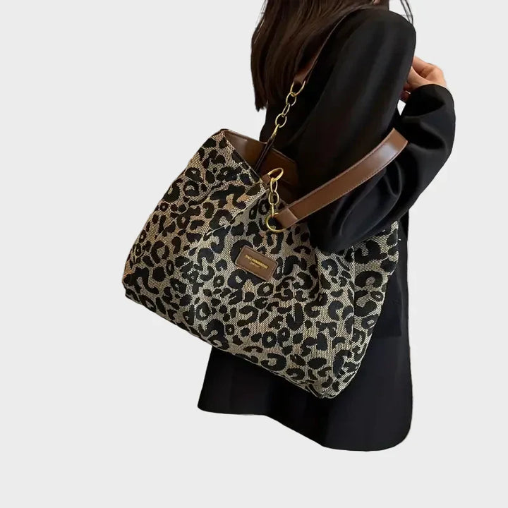 Leopard Print Tote Bag With Chain Straps For Women