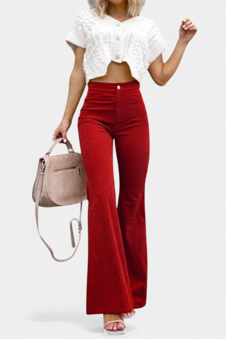 Wide Leg Velvet Pants High Waisted Trousers for Women