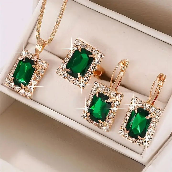 White Gold Jewelry Set | Elegant Necklace Earrings for Women