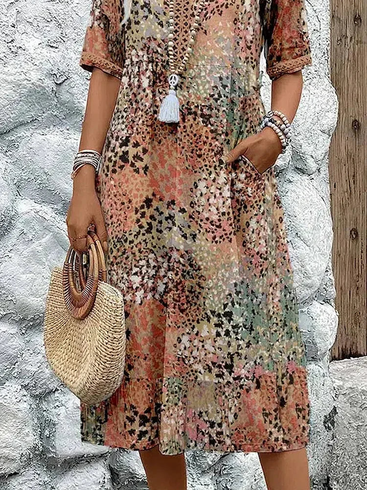 Vibrant Midi Dress for Women | Flattering Fit Lightweight Fabric