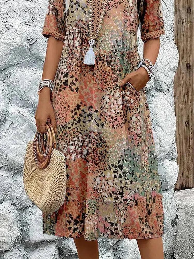 Floral Midi Dress with Tummy Control for Women