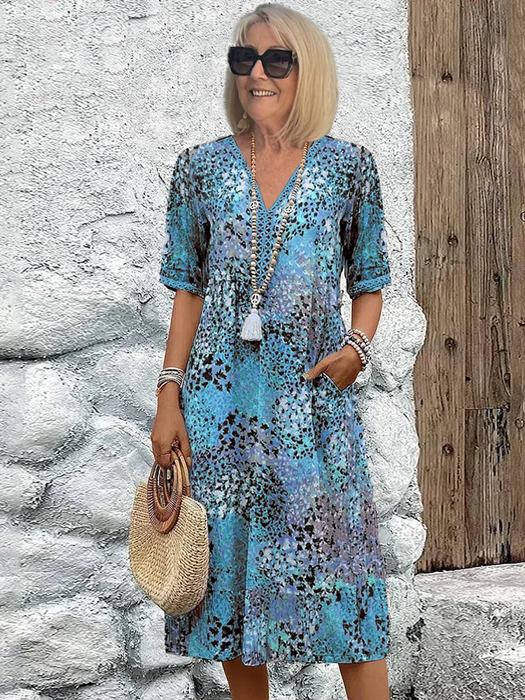 Floral Midi Dress with Tummy Control for Women