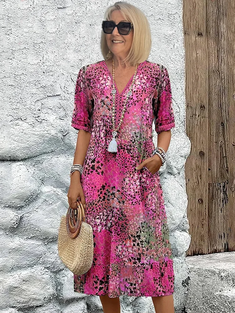 Floral Midi Dress with Tummy Control for Women