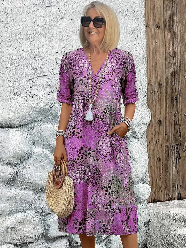 Floral Midi Dress with Tummy Control for Women