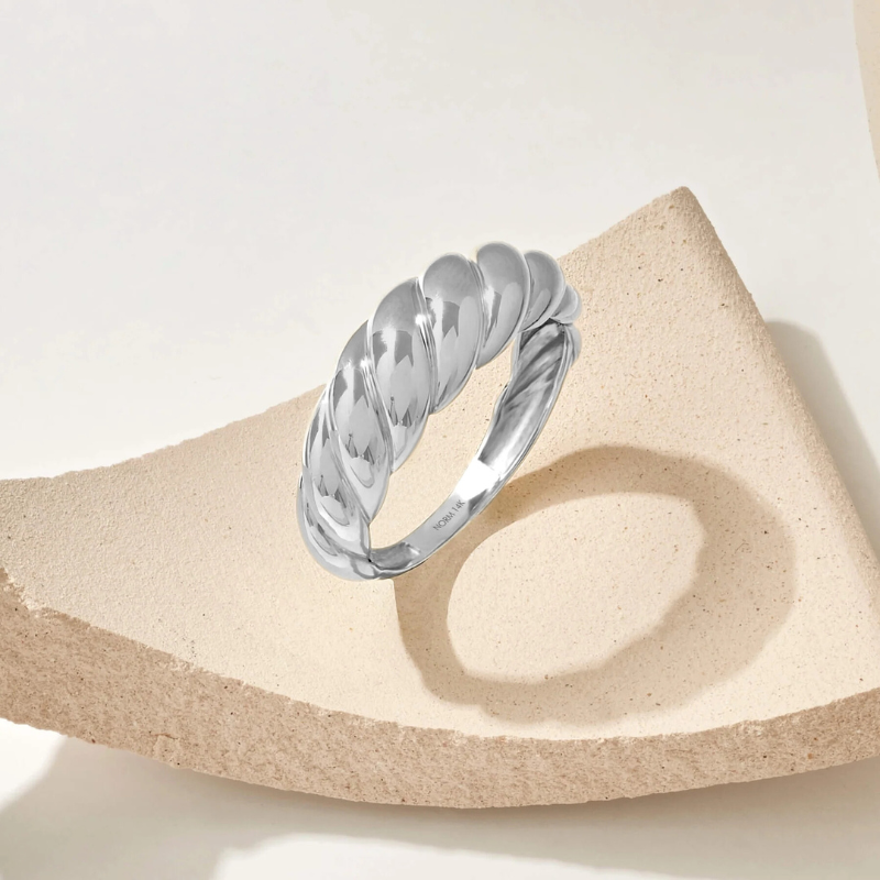 Croissant Ring in White Gold - Chunky Dome Statement Ring