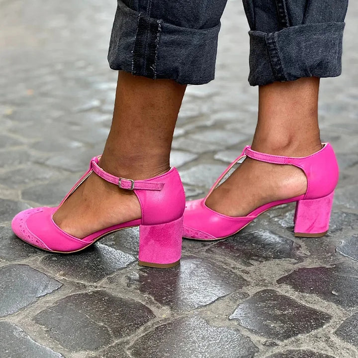 T-Bar Sandals for Women - Comfortable Low Heel Sandals