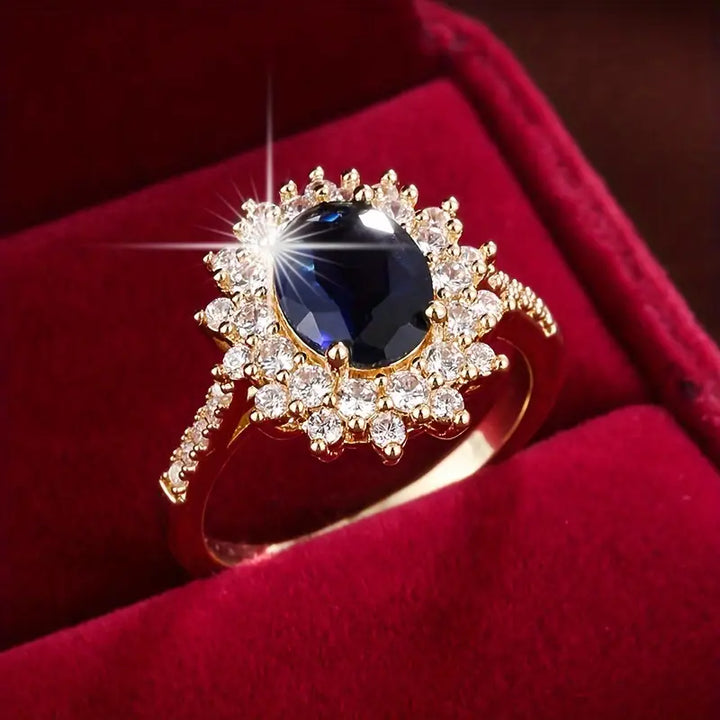 White Gold Statement Ring - Elegant Saphirae Design