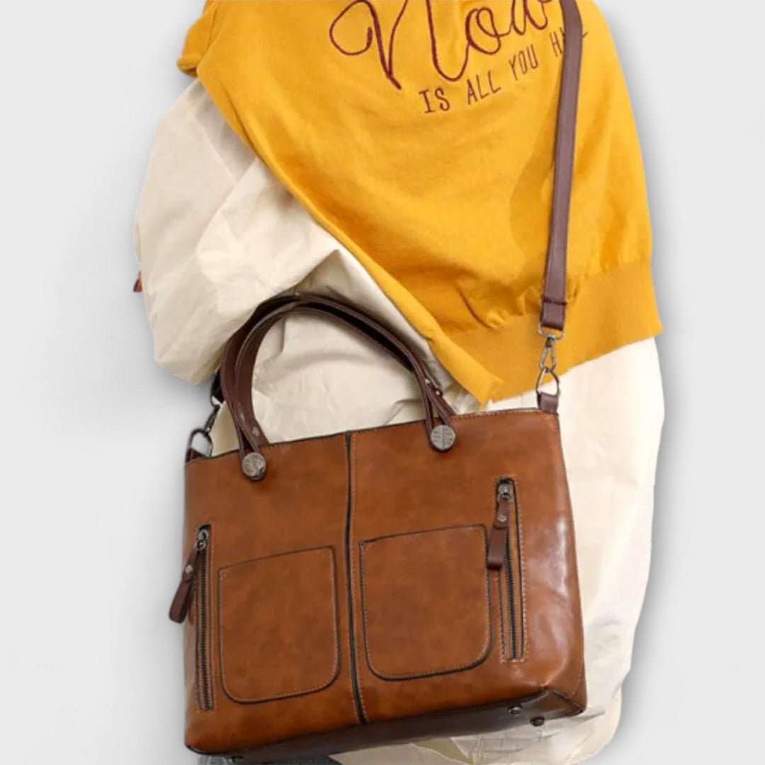 Leather Tote Bag for Work and Travel - Spacious Elegant Design