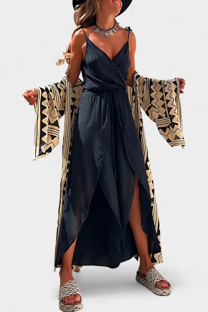 Cotton Jumpsuit Wide Leg Casual Summer Outfit with V-Neck