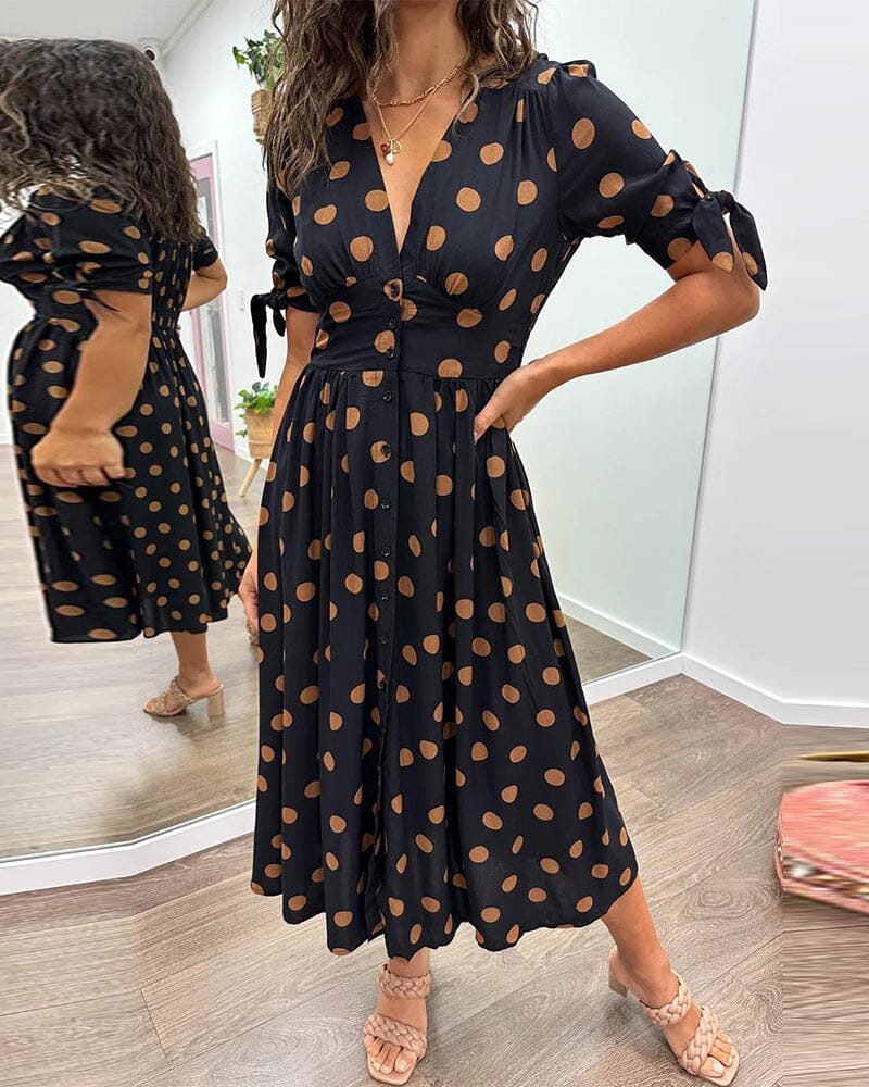 Polka Dot V-Neck Dress for Women - Timeless Everyday Style