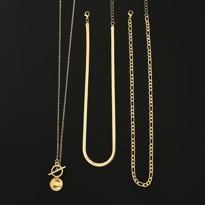 Layered Gold Coin Necklace - Textured Statement Pendant Jewelry